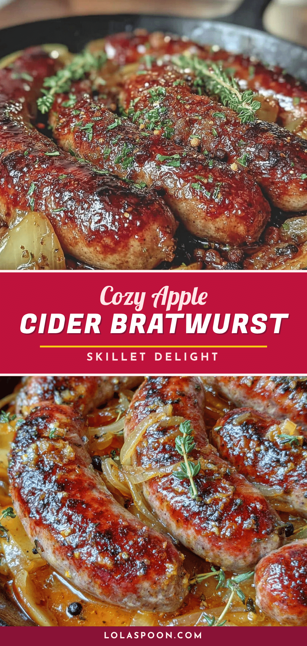 cozy apple cider braised bratwurst skillet recipe