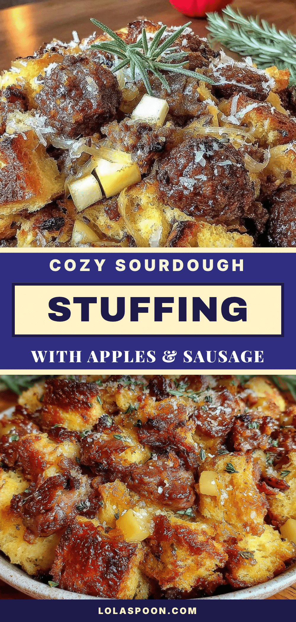 cozy sourdough stuffing with apples and sausage recipe