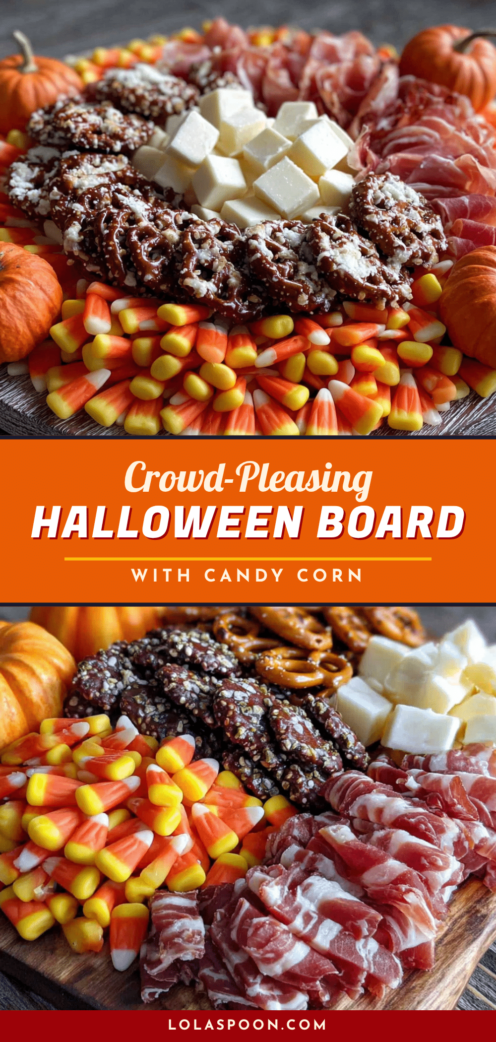 Halloween charcuterie board with candy corn recipe