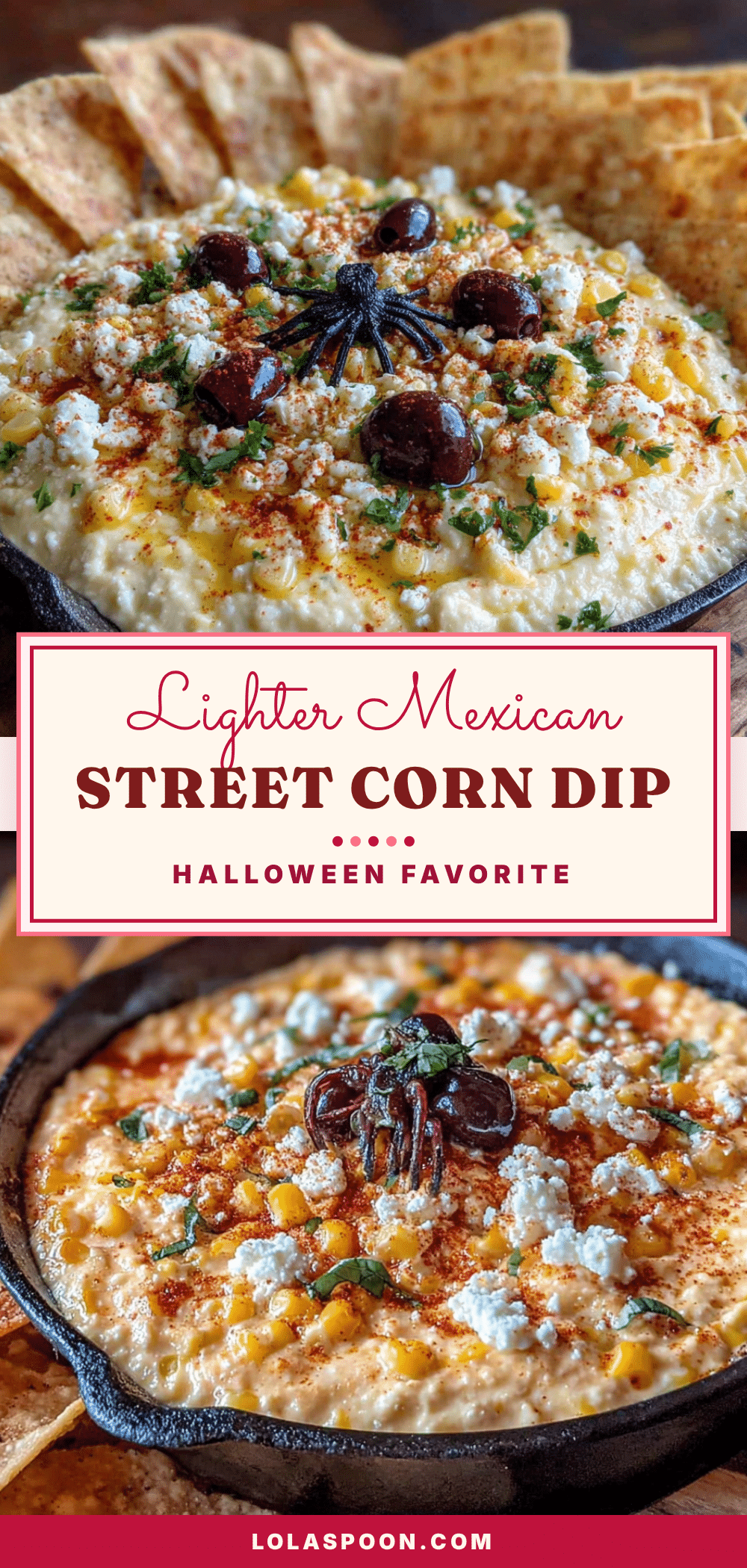 lighter Mexican street corn Halloween dip recipe
