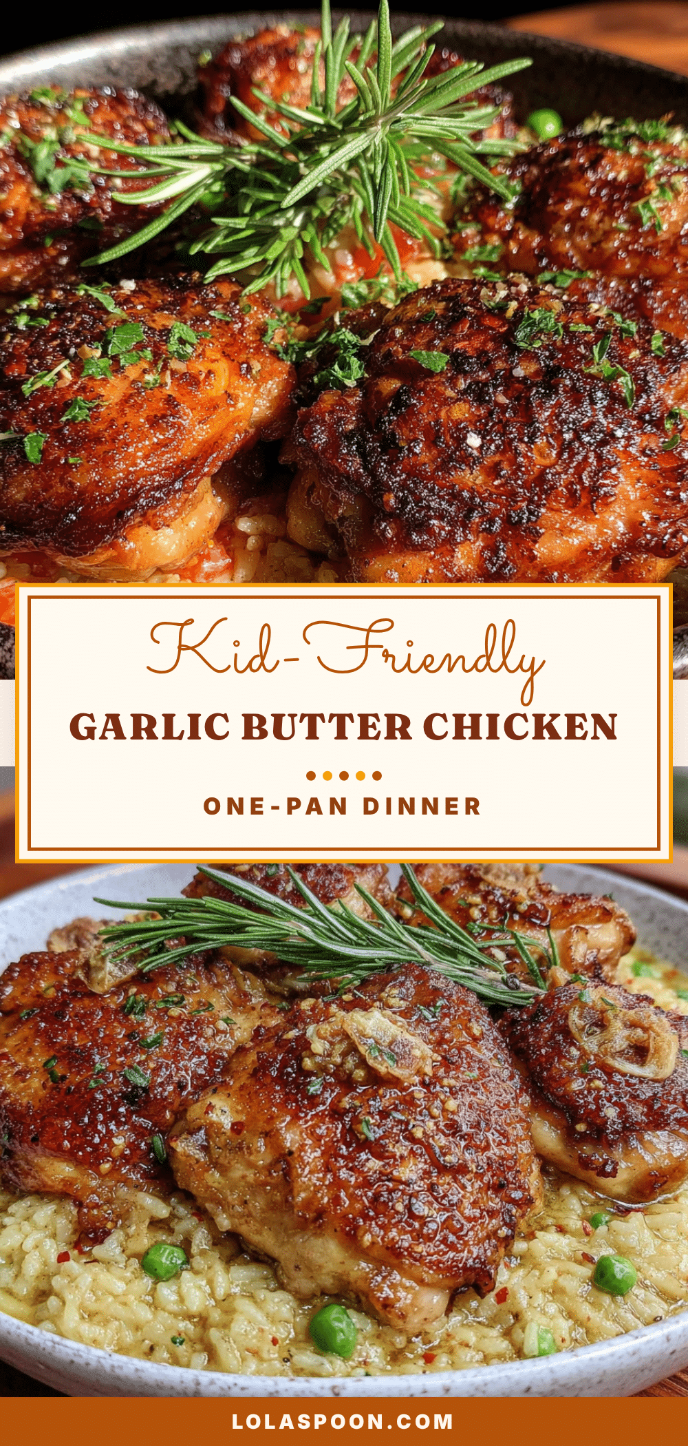one-pan garlic butter chicken and rice for kids recipe