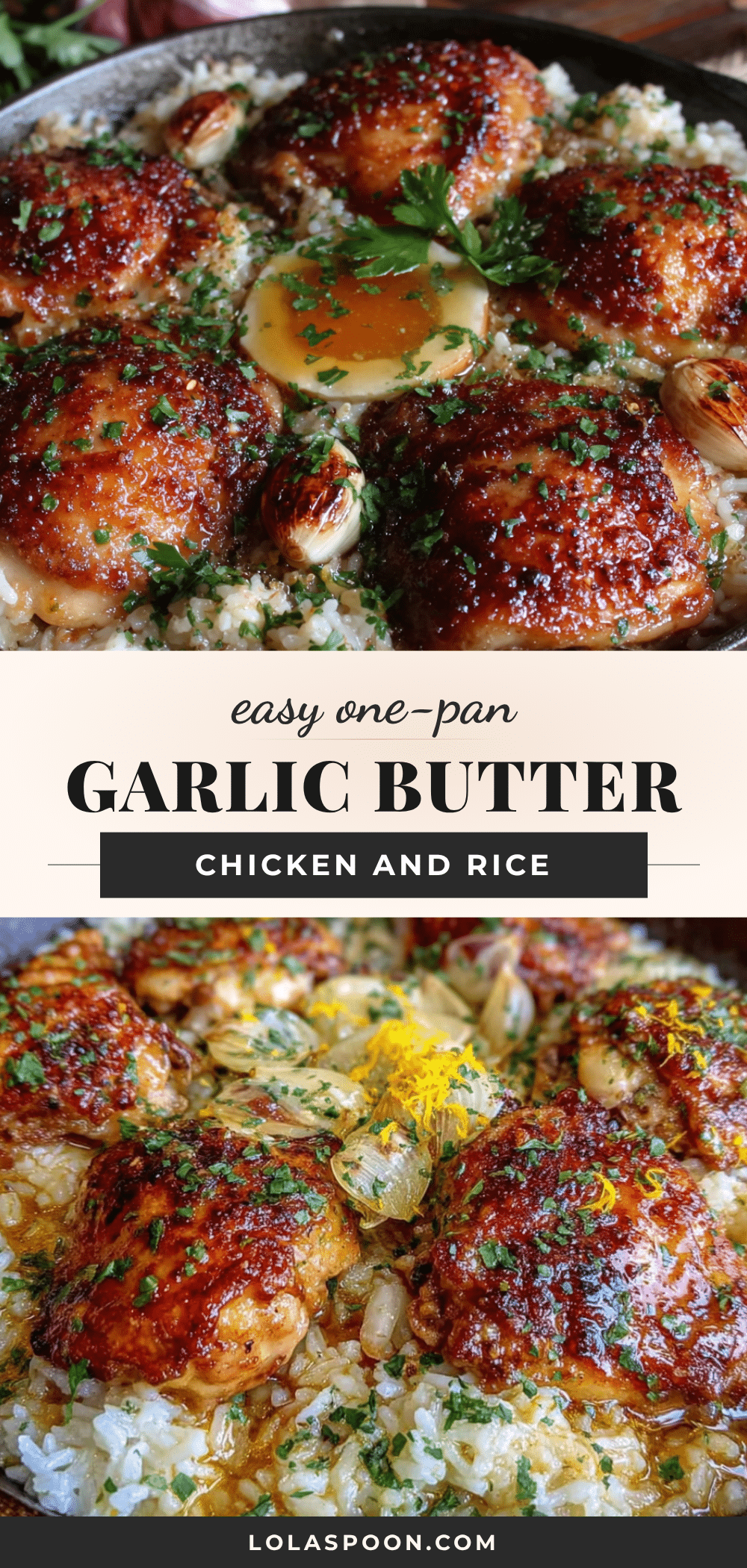 one-pan garlic butter chicken and rice recipe