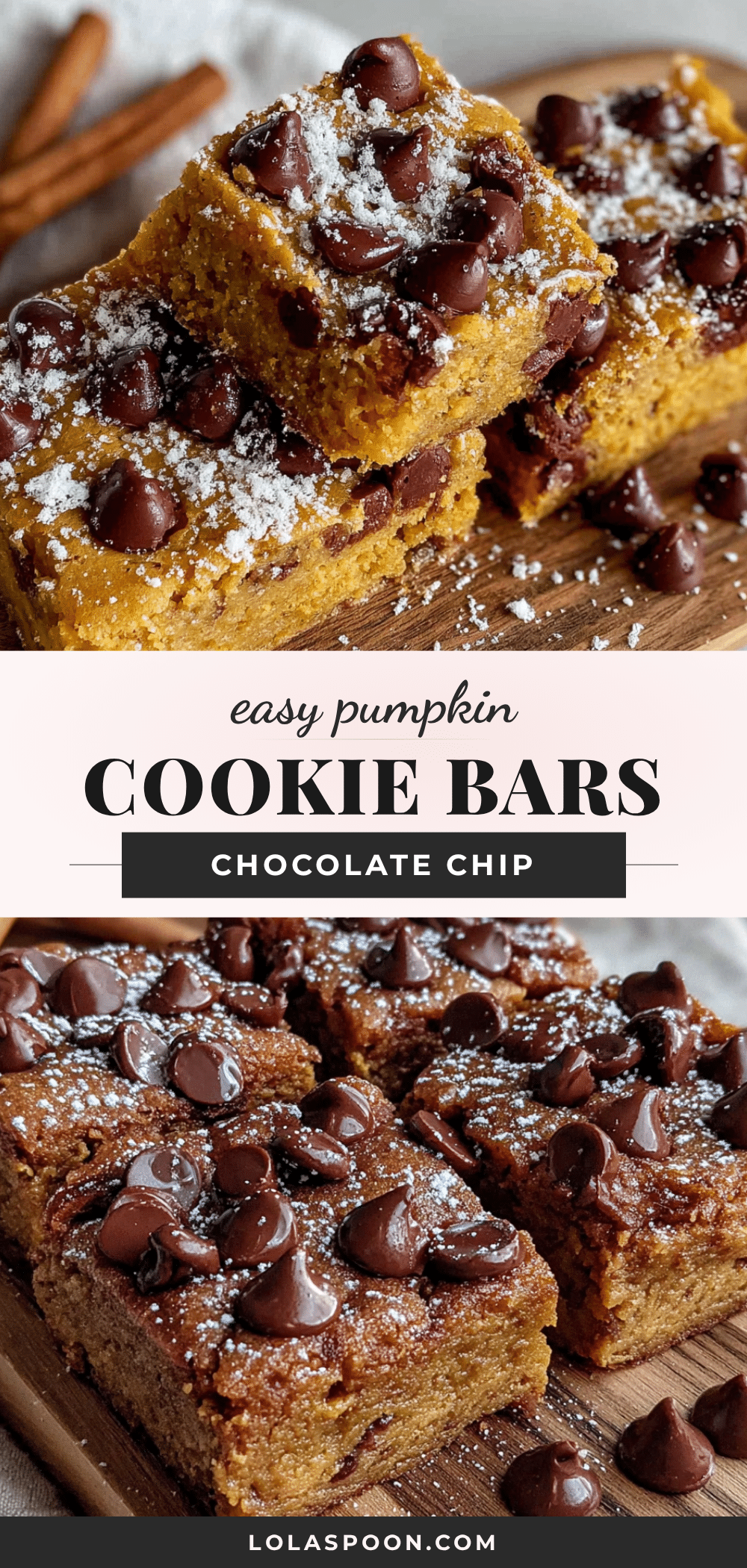 pumpkin chocolate chip cookie bars recipe