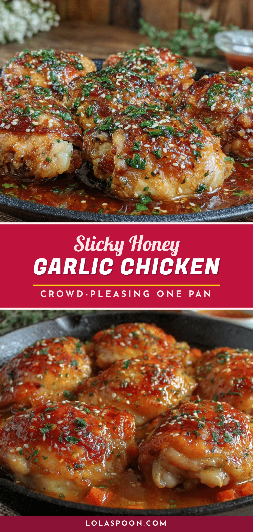 sticky honey garlic chicken thighs recipe