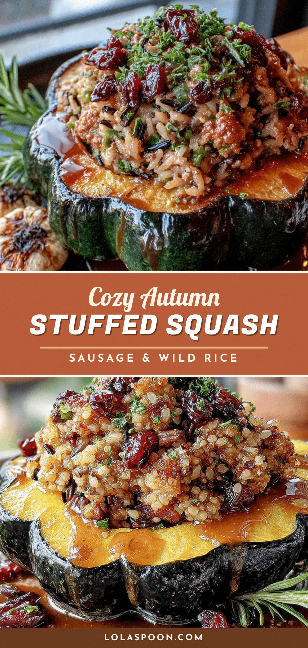 stuffed acorn squash with sausage and wild rice recipe